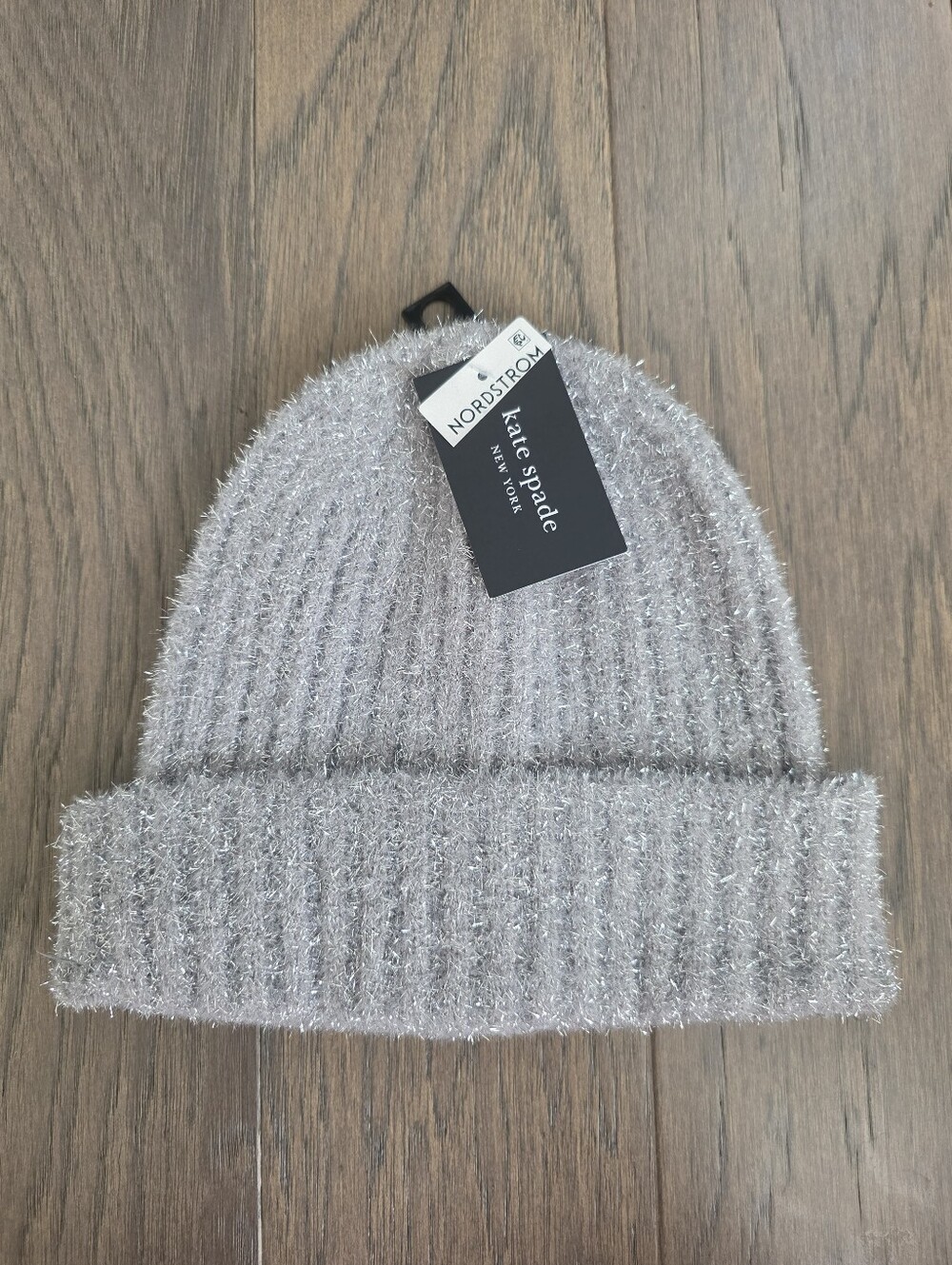 kate spade Metallic Silver/Gray Sparkle Beanie NWT One Size Fits All